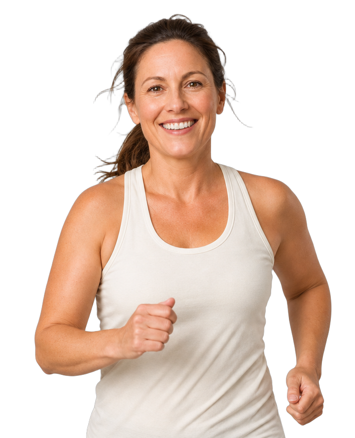 Smiling woman out for a run
